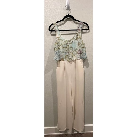 BCBGeneration Ivory Light Blue Jumpsuit